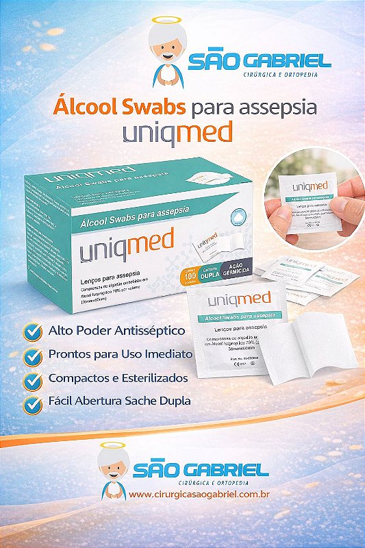 Álcool Swab Uniqmed c/100 Unidades | Cirurgica São Gabriel