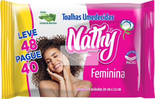 Toalhas Umedecidas Feminina c/48unidades 20x12cm Nathy