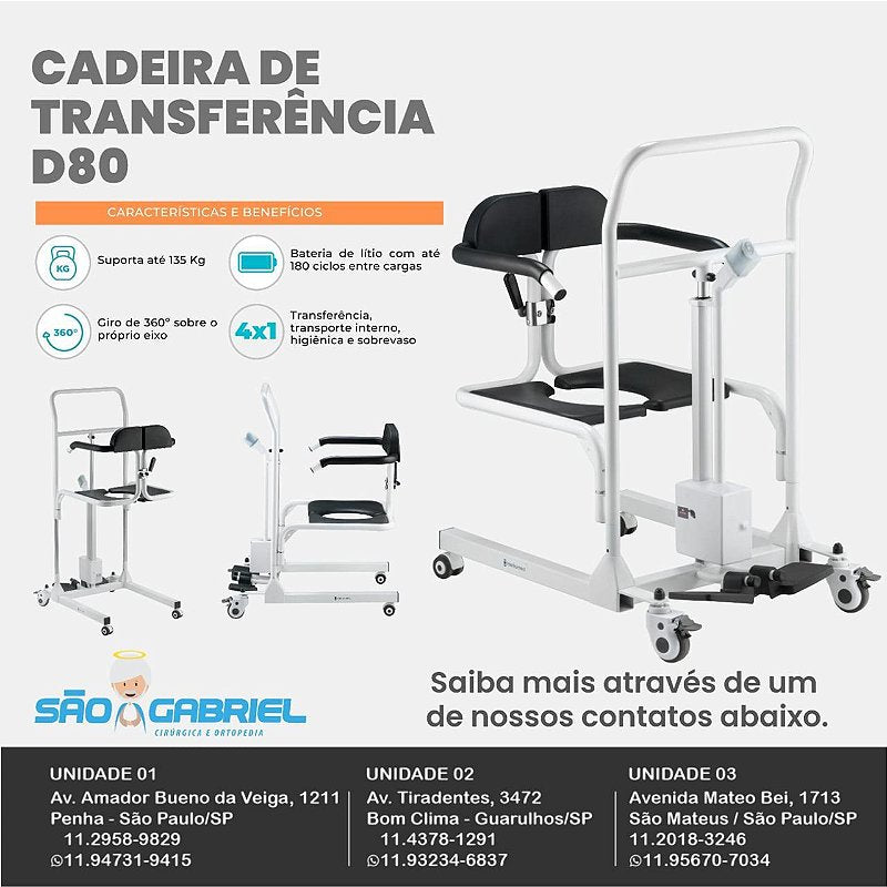 Cadeira Transferência D80 Elétrica 135Kg — foto 7