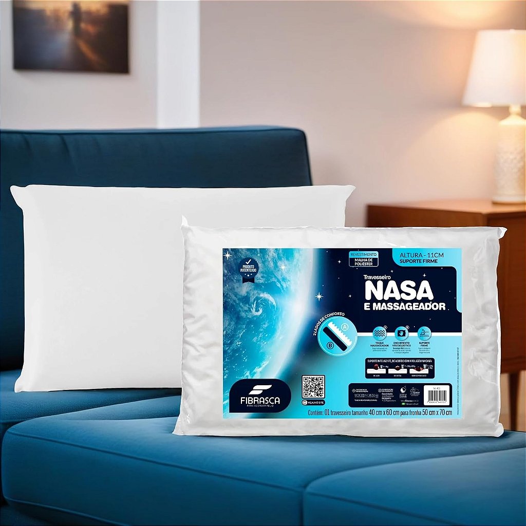 Travesseiro Nasa e Massageador Ortopédico 50 x 70 cm - Fibrasca
