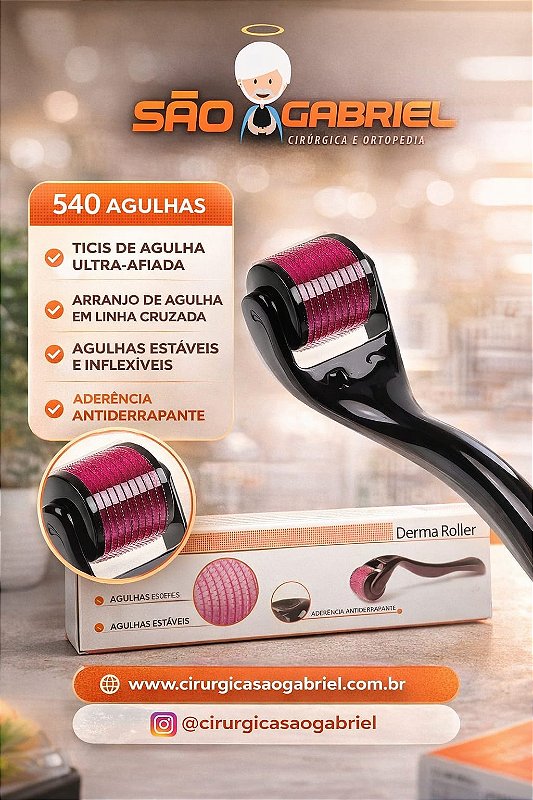 Dermaroller 540 Agulhas Titânio 1mm | Cirurgica São Gabriel