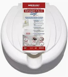 Assento Elevado de Vaso Sanitário Oval Soft Mebuki com Tampa - 7,5cm