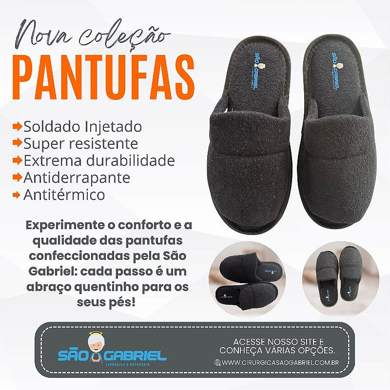 Pantufa Antiderrapante Aberta Preta