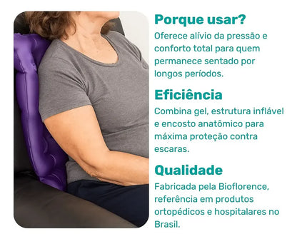 Almofada ortopédica Assento Gel Quadrado Com Encosto inflavél Bioflorence