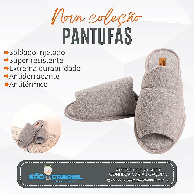 Pantufa Antiderrapante Aberta Cinza
