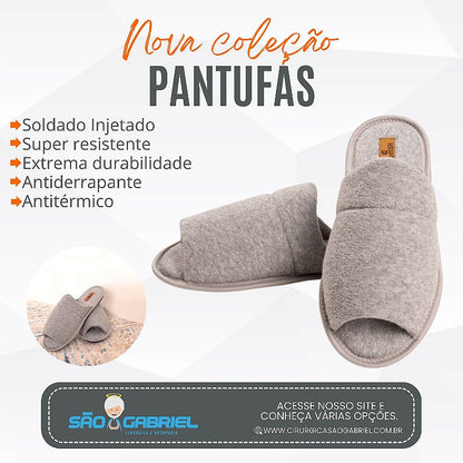 Pantufa Antiderrapante Aberta Cinza