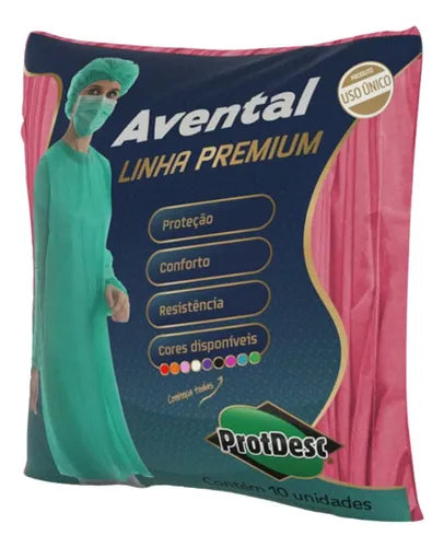 Avental Descartável Manga Longa Rosa TNT 20g — foto 3