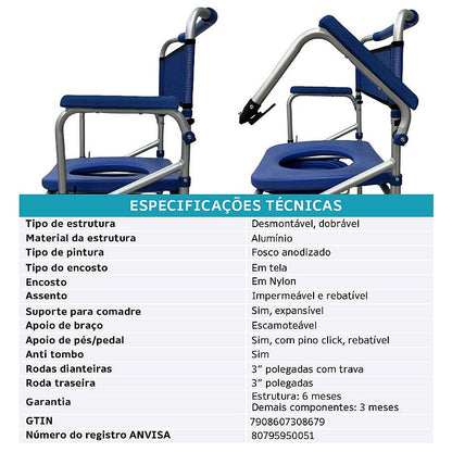 Cadeira de Banho D55 Dellamed Dobrável — foto 3