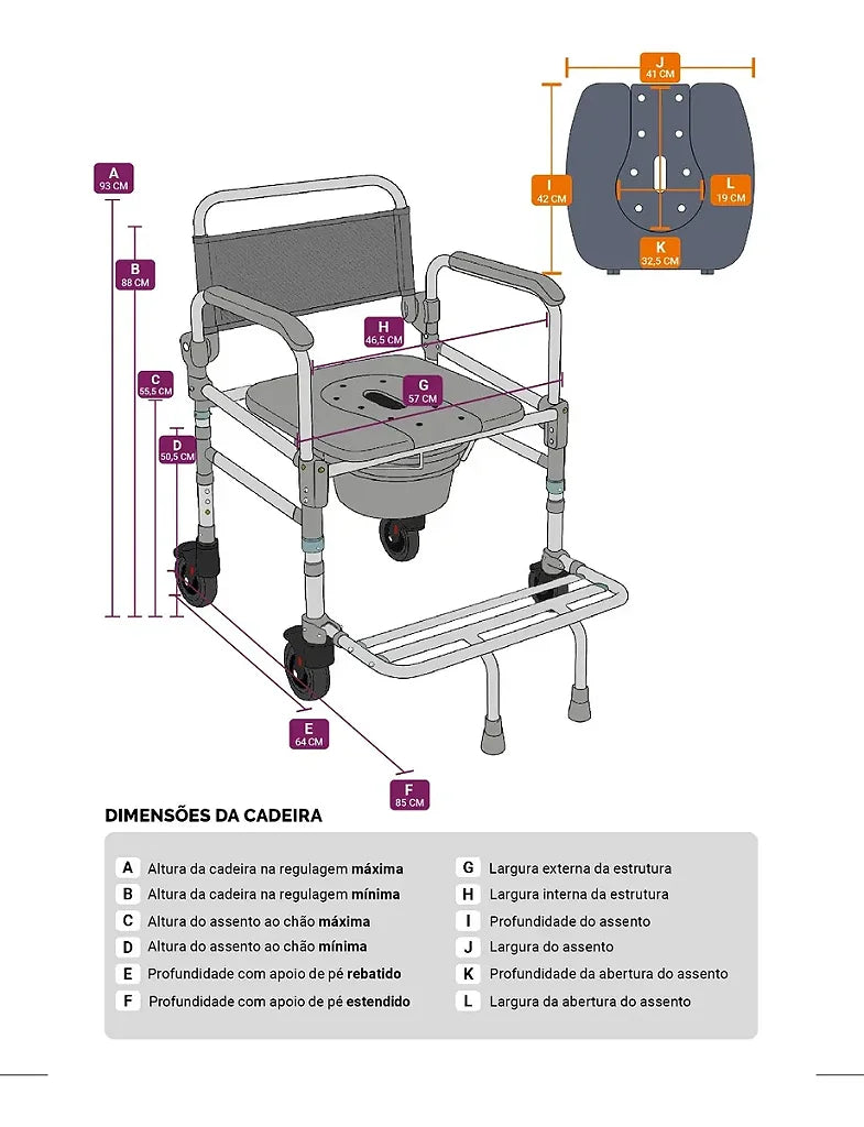 Cadeira Banho Alumínio Premium Max 150 - Sc106 Hidrolight