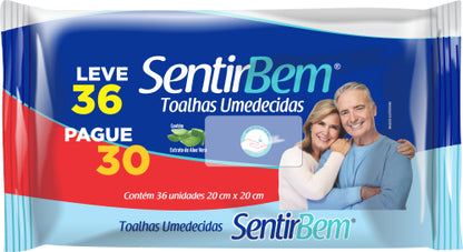 Toalhas Umedecidas Sentir Bem c/36unid. 20x20cm  Nathy