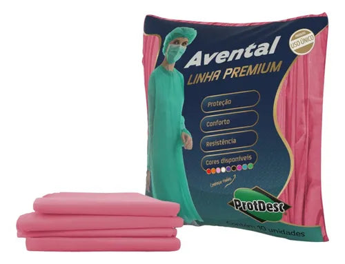 Avental Descartável Manga Longa Rosa TNT 20g