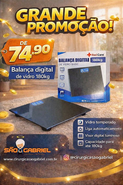 Balança Digital Vidro 180kg Preta