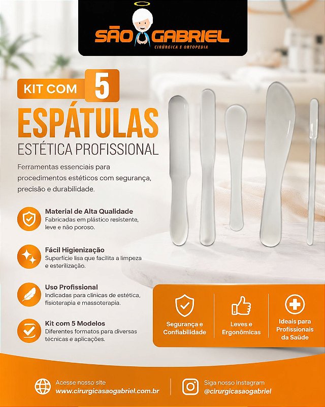 Kit 5 Espátulas Estética Profissional