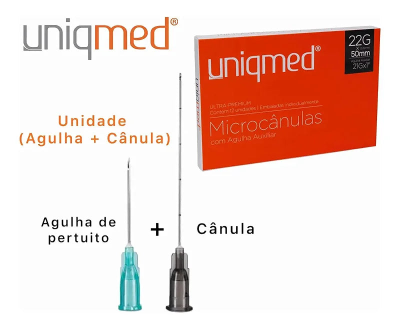 Microcânulas Uniqmed 22Gx50mm c/ Agulha — foto 2