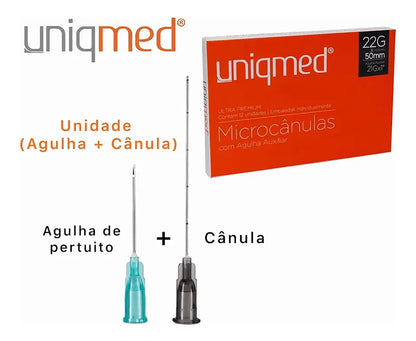 Microcânulas Uniqmed 22Gx50mm c/ Agulha — foto 2