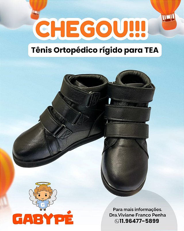 Bota Ortopédica Infantil Rígida TEA Preta