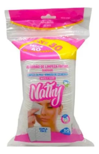 Algodão Limpeza Facial Quadrado 50und Nathy — foto 2