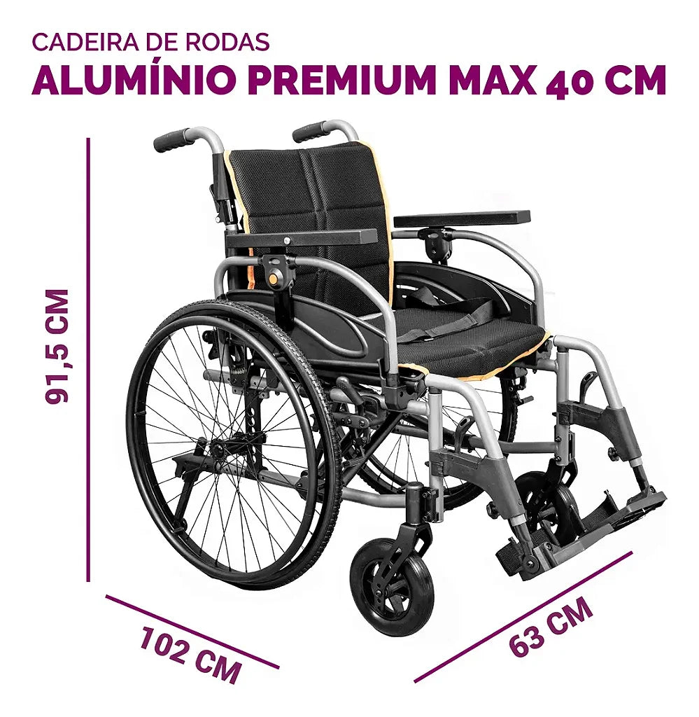 Cadeira De Rodas Premium Max Alumínio Hidrolight T46 Até 150kg