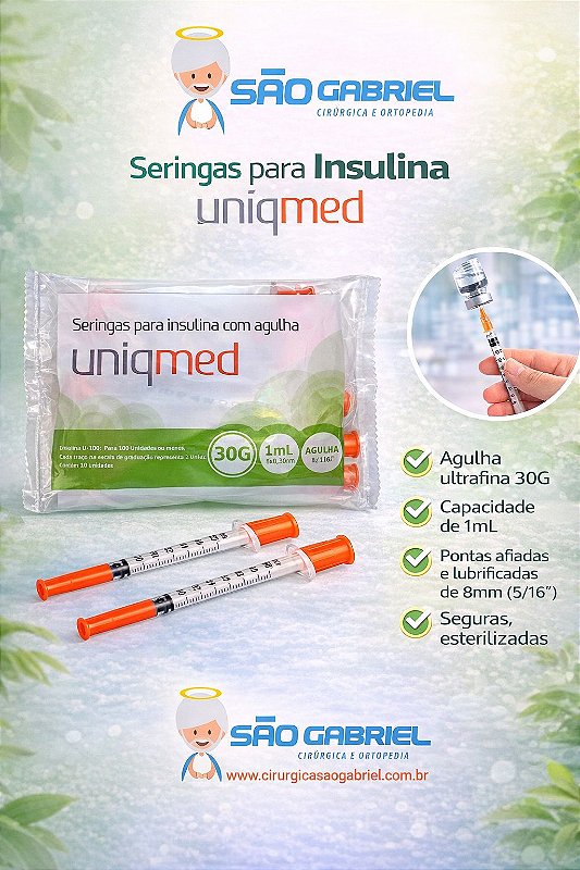 Seringa para Insulina 1mL Agulha 8mm