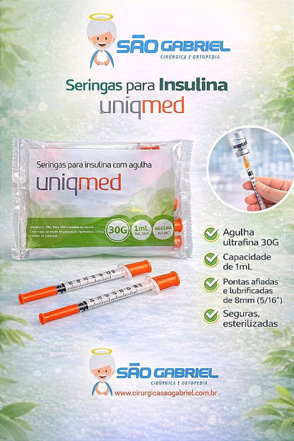 Seringa para Insulina 1mL Agulha 8mm