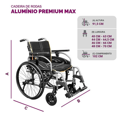 Cadeira De Rodas Premium Max Alumínio Hidrolight T46 Até 150kg