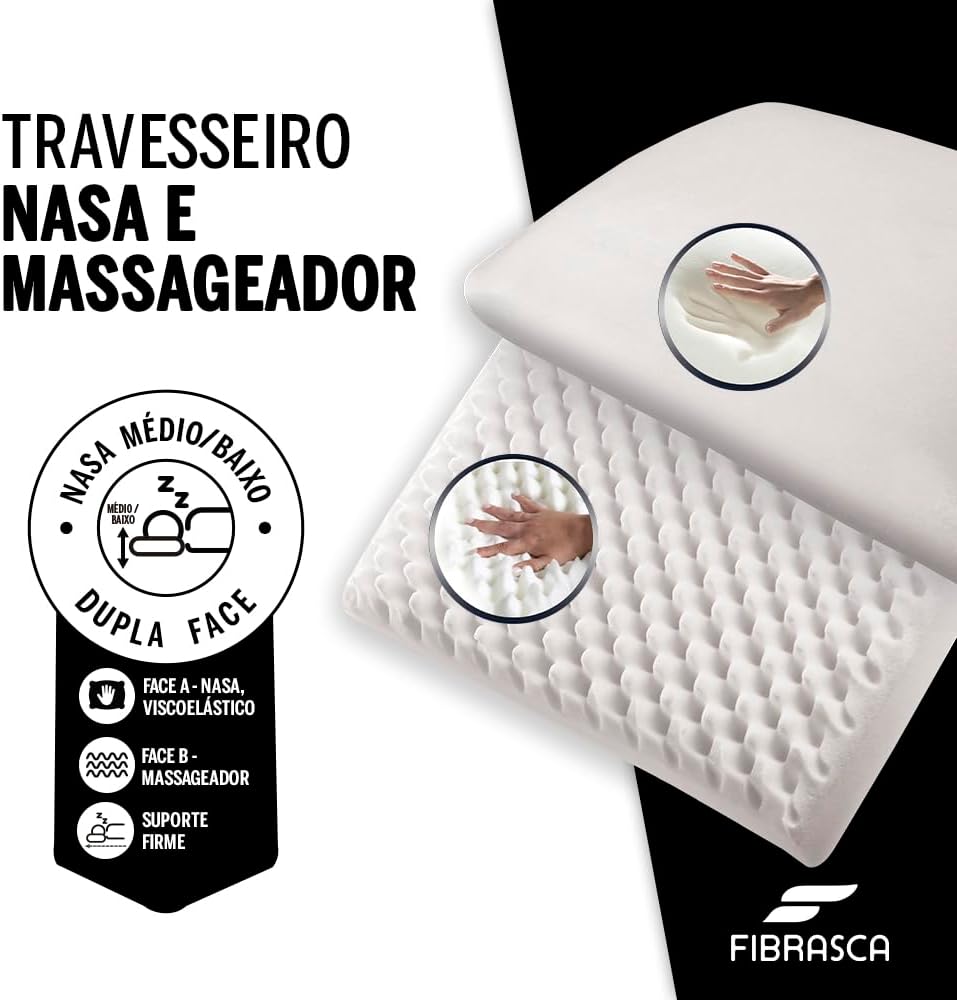 Travesseiro Nasa e Massageador Ortopédico 50 x 70 cm - Fibrasca