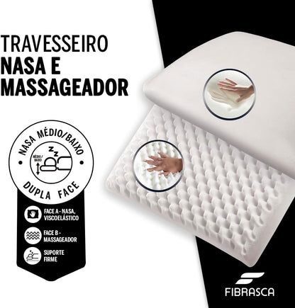 Travesseiro Nasa e Massageador Ortopédico 50 x 70 cm - Fibrasca