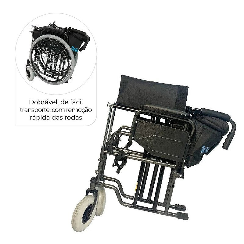 Cadeira de Rodas D400 Dobrável 120kg Dellamed — foto 5