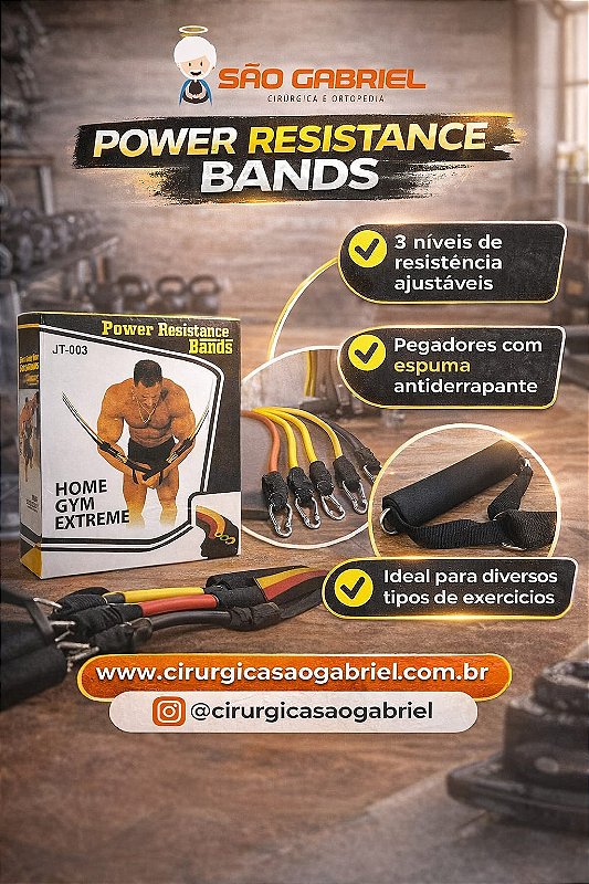 Kit Elástico Extensor 11 Peças Treino Completo