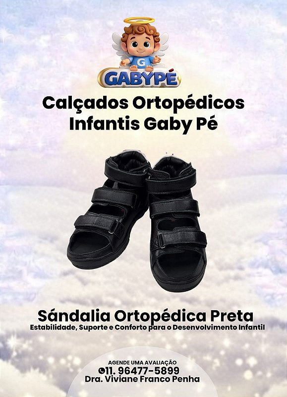 Sandália Ortopédica Infantil Preta GP2 | Cirurgica São Gabriel