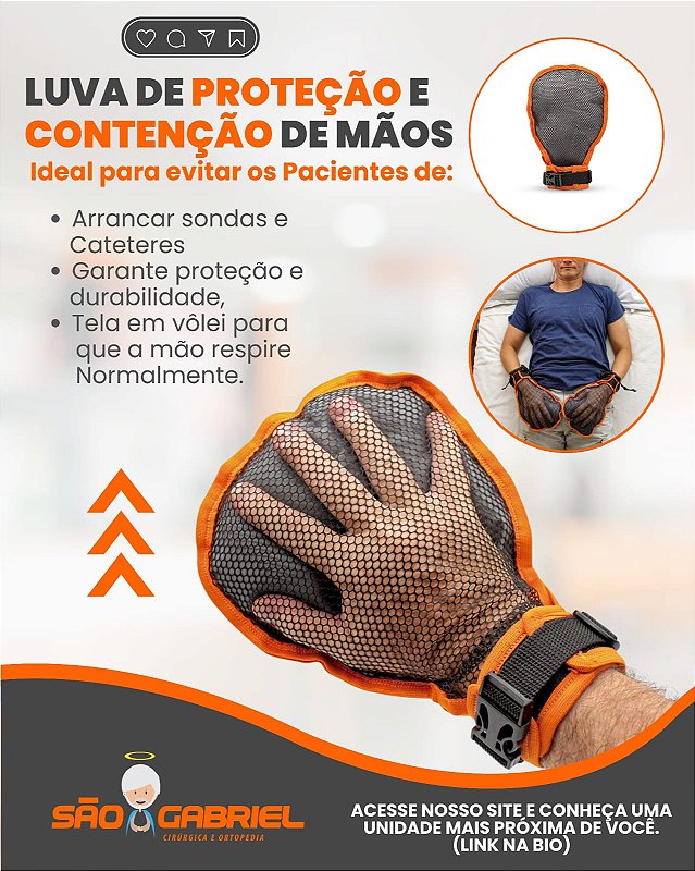 Luva Contenção Proteção de Mãos Longevitech