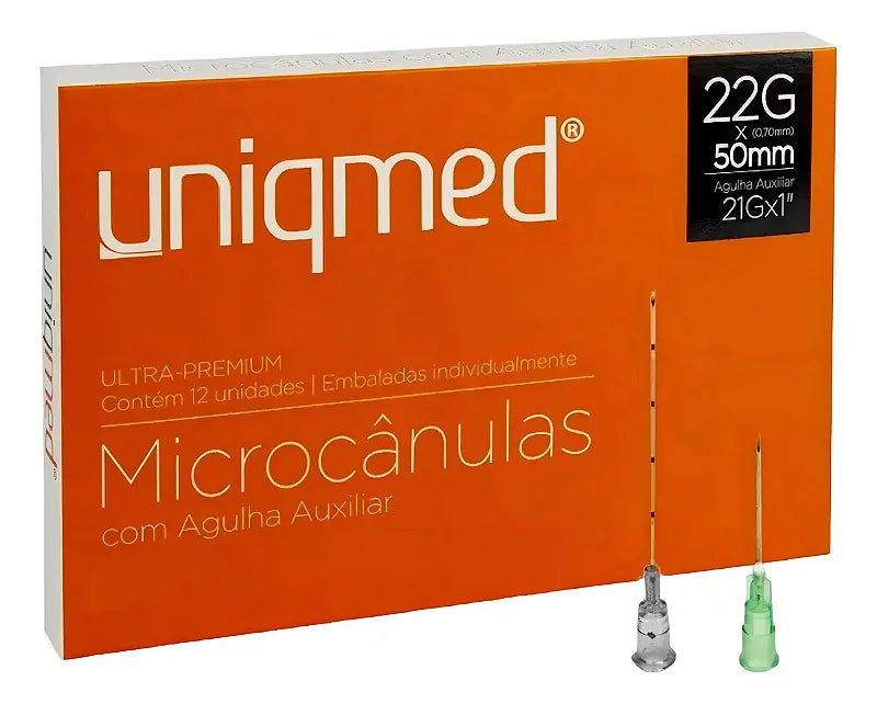 Microcânulas Uniqmed 22Gx50mm c/ Agulha