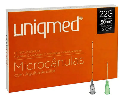 Microcânulas Uniqmed 22Gx50mm c/ Agulha