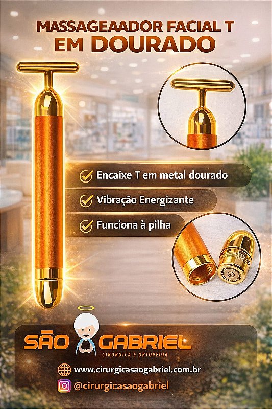 Massageador Facial T Dourado