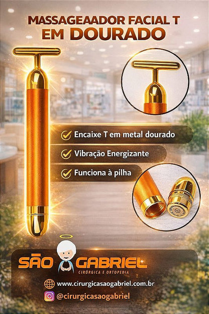 Massageador Facial T Dourado