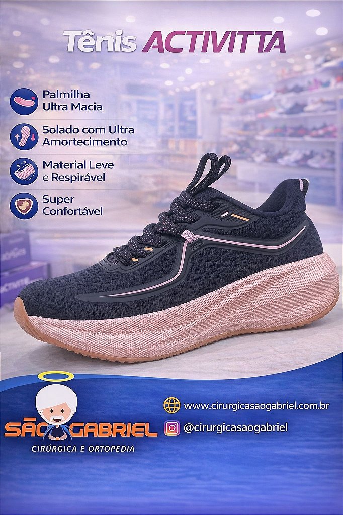Tênis Feminino Preto/Rosa 4849506 Actvitta