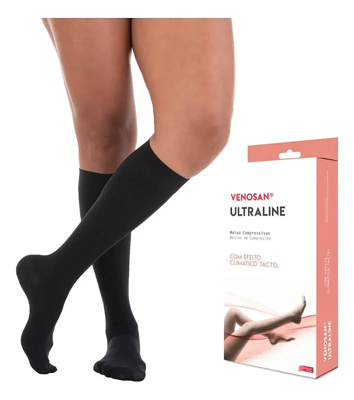 Meia compressão 3/4 20-30mmHg preta | Cirurgica São Gabriel