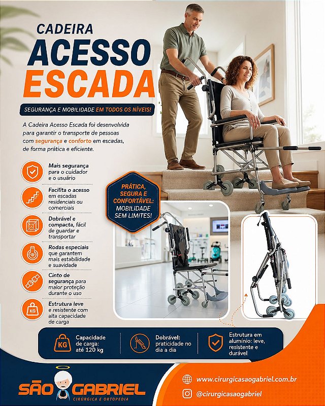 Cadeira de Resgate Escaladora Dobrável | Cirurgica São Gabriel