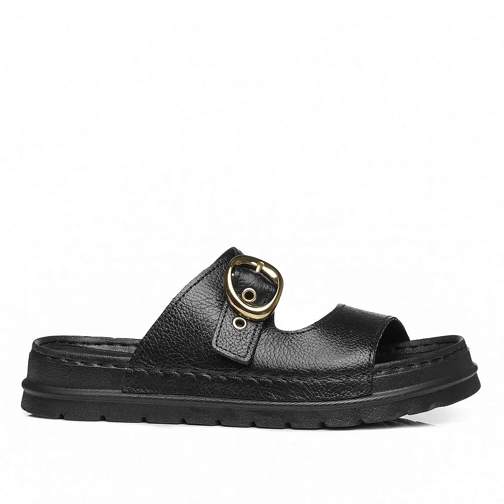 Chinelo Pegada Feminino em Couro Preto 234701-03 Preto