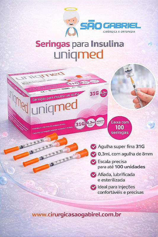 Seringas para Insulina 0,3ml 6mm Uniqmed