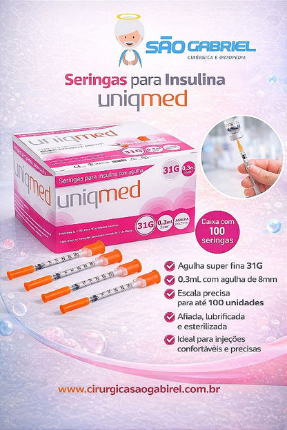 Seringas para Insulina 0,3ml 6mm Uniqmed