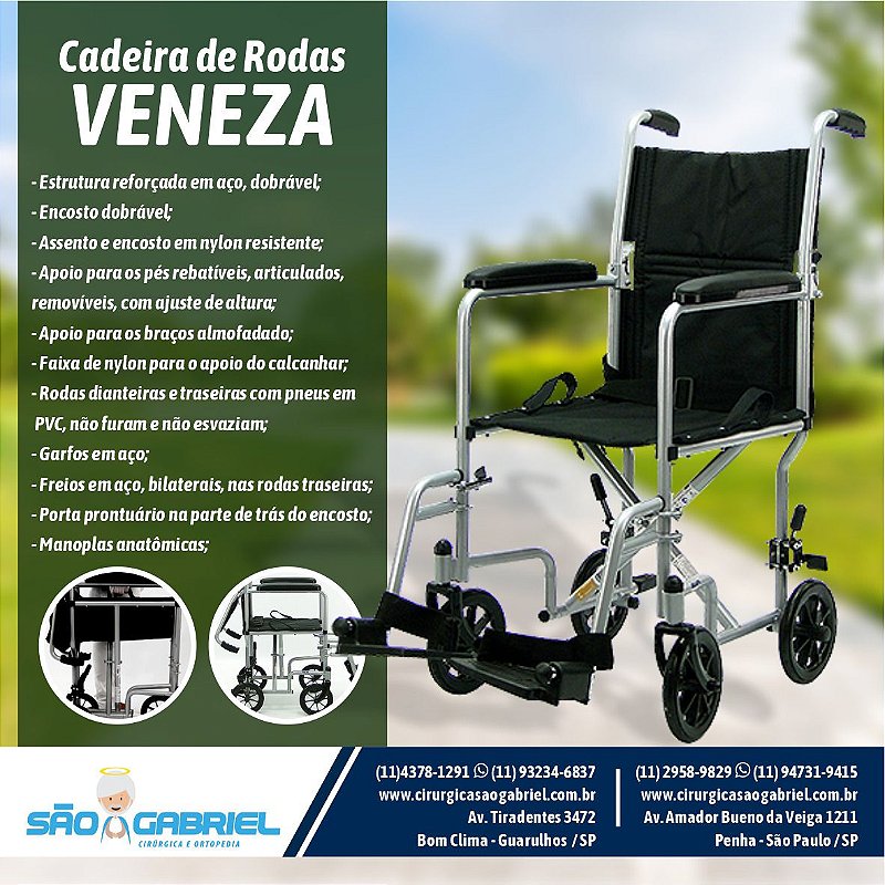Cadeira de Rodas Veneza Dobrável 115kg — foto 5