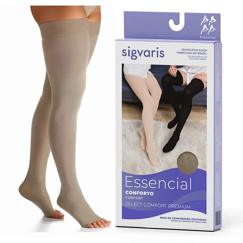 Meia 7/8 Compressão 20-30 mmHg Ponteira Aberta