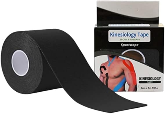 Bandagem Elástica Kinesio Tape Preta 5cm x 5m