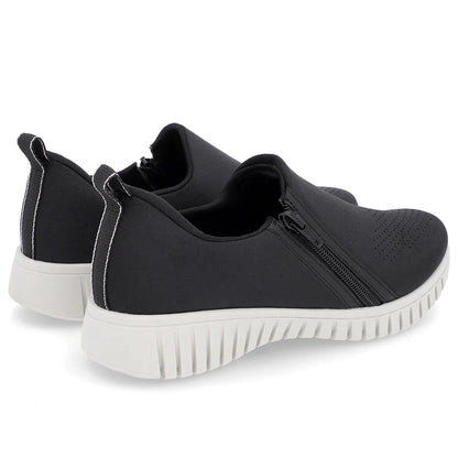 Tênis  Ortopédico Slip On Preto Elastano Zíper Usaflex