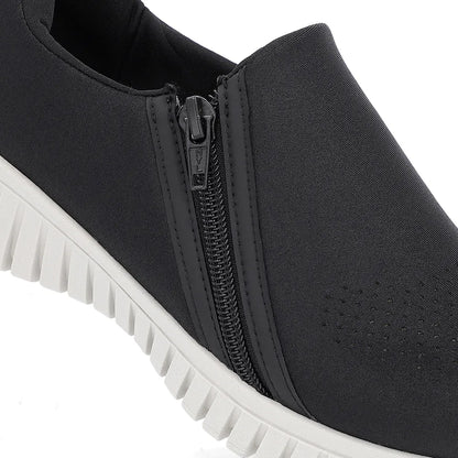 Tênis  Ortopédico Slip On Preto Elastano Zíper Usaflex
