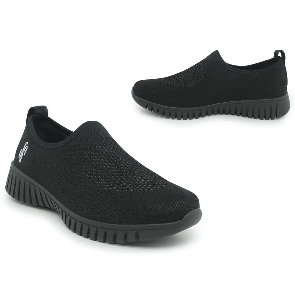 Tênis Ortopédico Slip On Todo Preto Tricot Usaflex