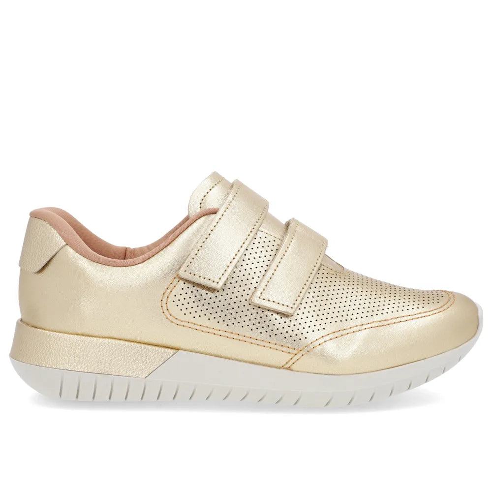 Tênis Ortopédico Fecho-Flex Dourado Couro Usaflex