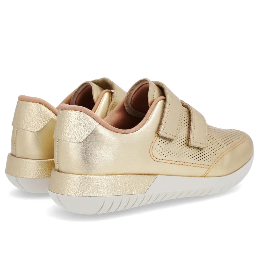 Tênis Ortopédico Fecho-Flex Dourado Couro Usaflex
