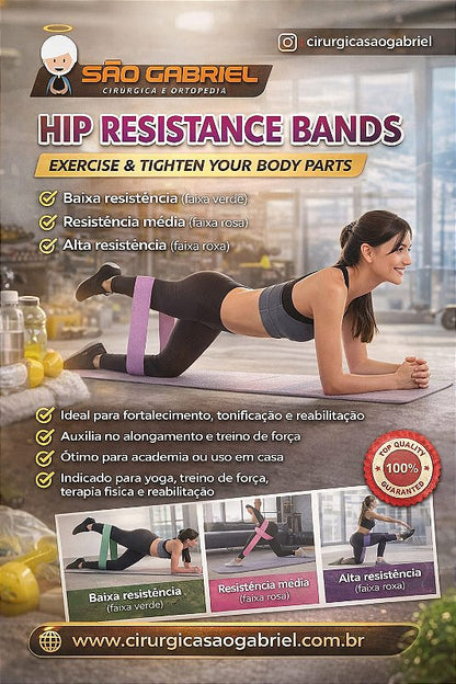 Kit Faixa Elástica Hip Mini Band 3 Níveis